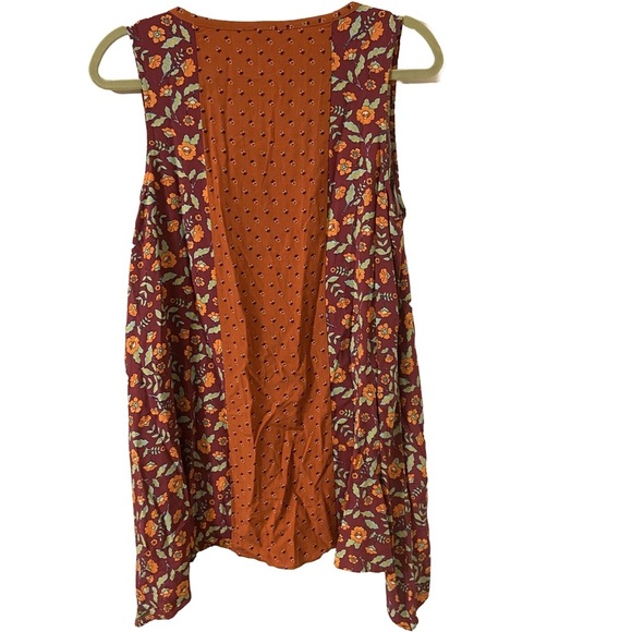 Matilda Jane Mix Print Floral Size Medium Sleeveless Front Tie Boho Blouse. - Picture 3 of 7